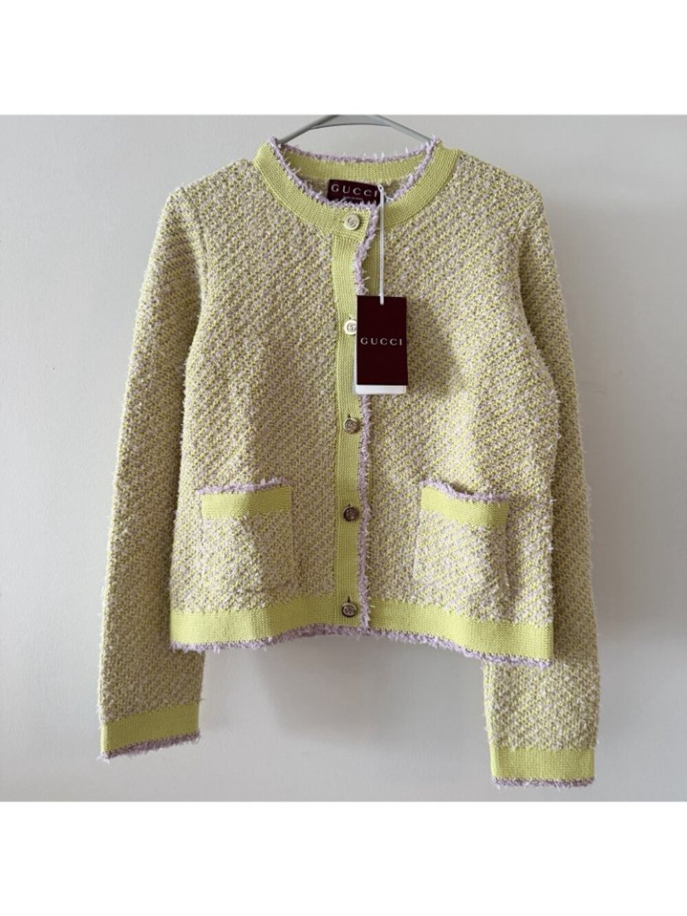 NWT GUCCI Cardigan Double G Button Textile 100% Authentic Sz M